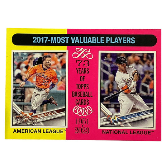 2024 Topps Heritage - 2017 MVPs Jose Altuve & Giancarlo Stanton, Card #210, NM+