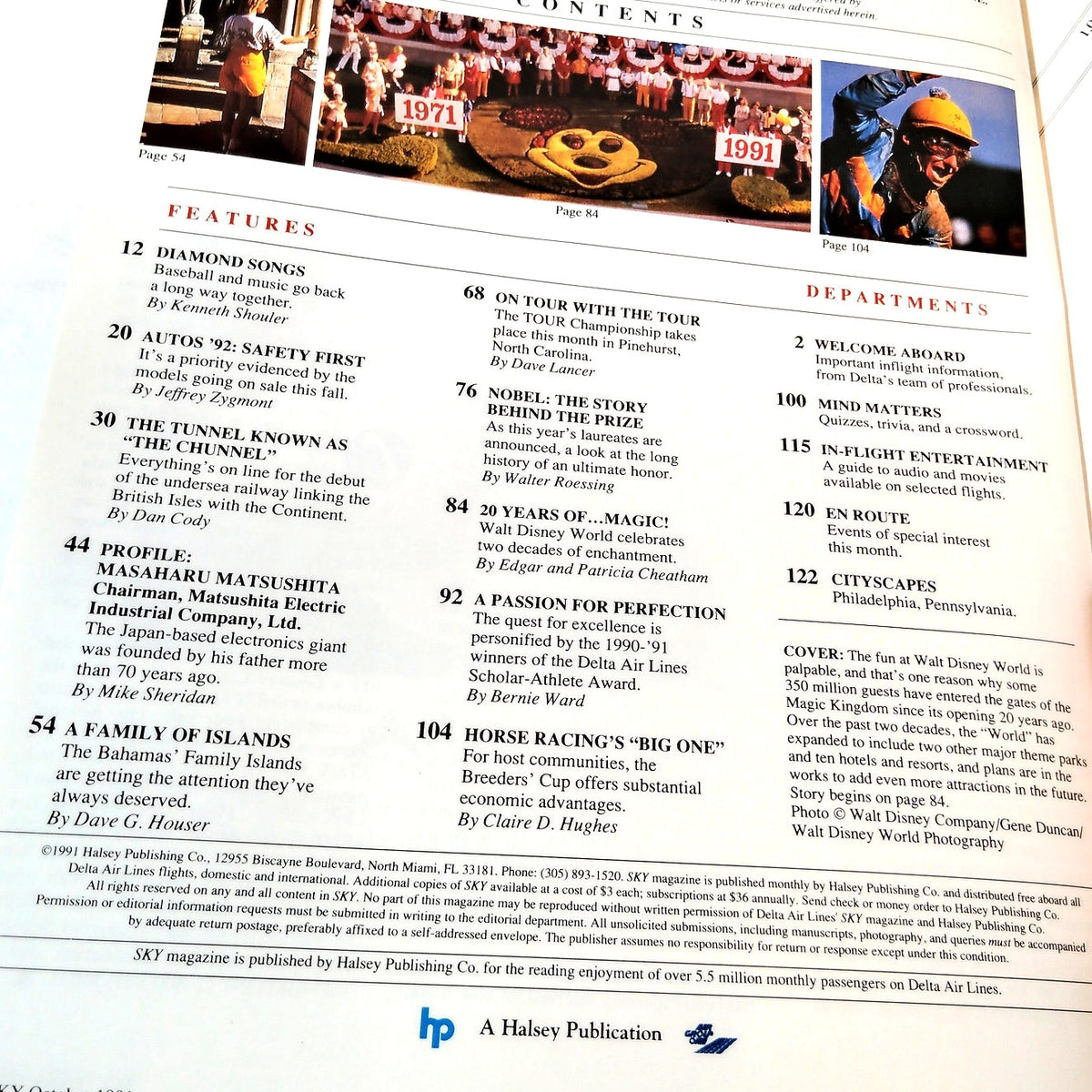Delta SKY Magazine October 1991 - Walt Disney World 20th Anniversary