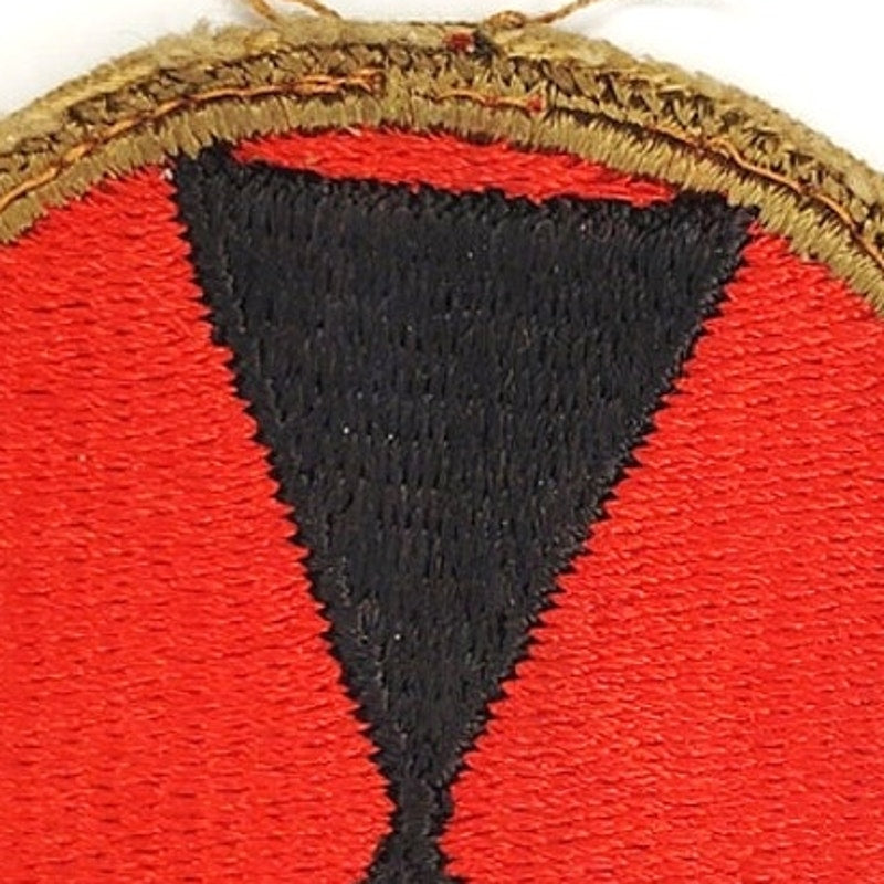 US Army 7th Infantry Division WWII Hourglass Patch – Vintage Cut Edge 2‑1/2"