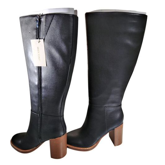 Women's Gabey Wide Calf Almond Toe Block Heel Dress Boots, Size 5M