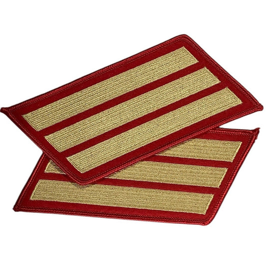 1 Set- 12 Year US Marine Corps Service 3 Stripes - Large Size - Gold on RED