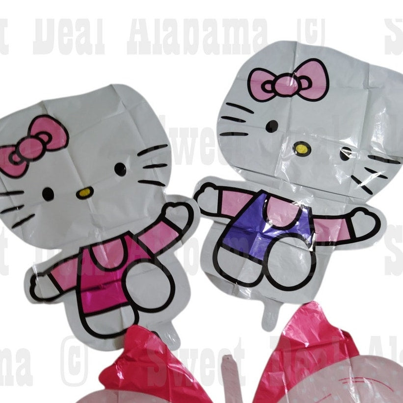 Hello Kitty Mylar Foil Balloons, 2 -18"x25" Kitties & 1- 31"x21" Butterfly Décor