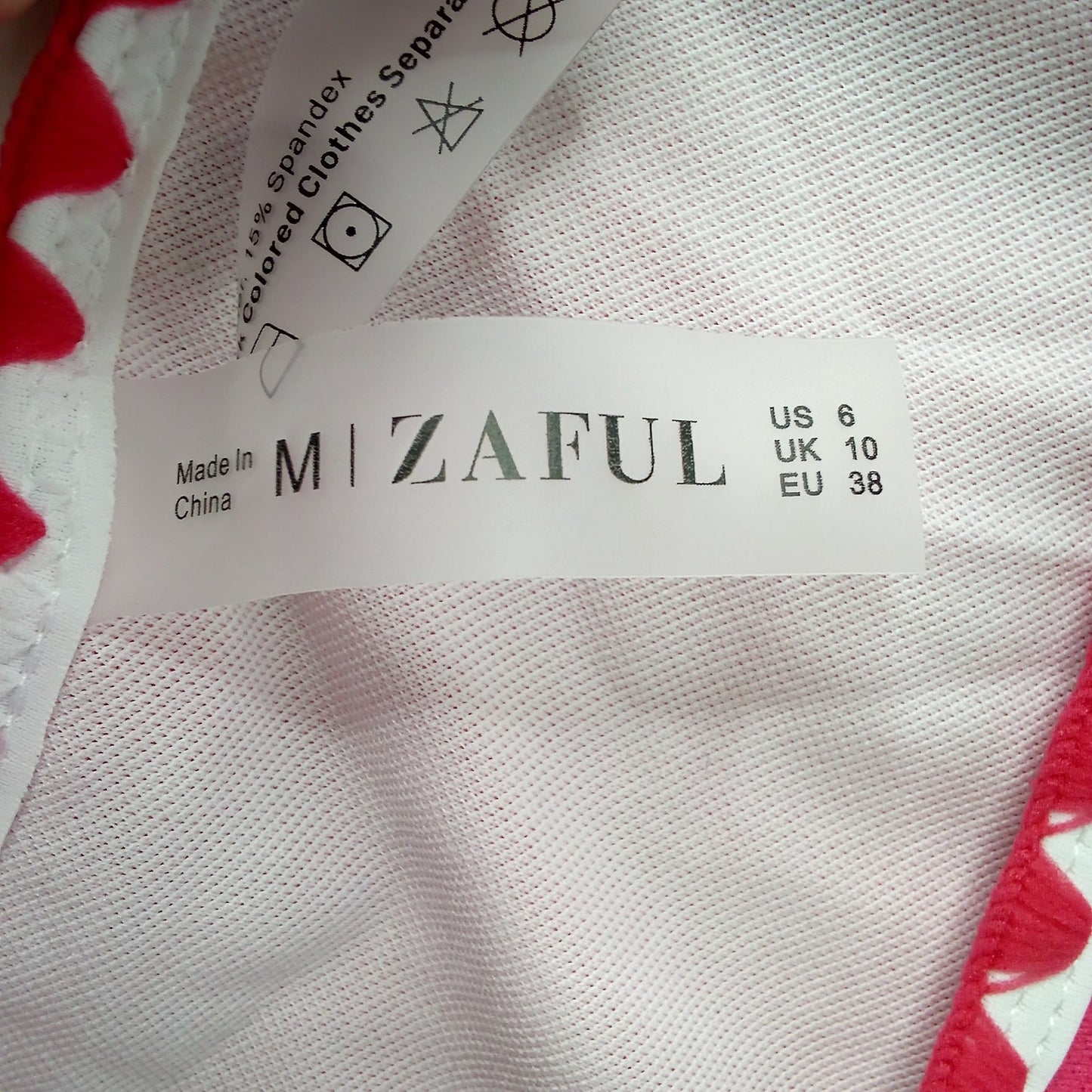Zaful Hot Pink Scallop Trim Tie Side Bikini Bottoms Retro Whip Stitch Med (US 6)