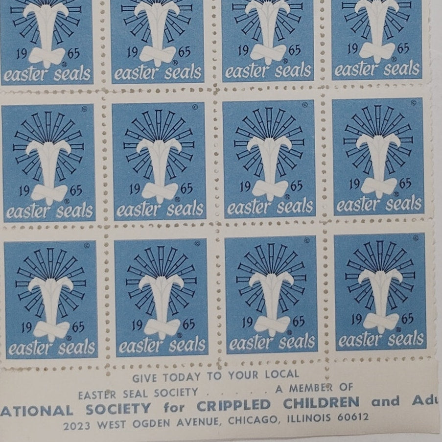 1965 Easter Seal – Lot of 35 – Cinderella Fundraising Labels – White Lily Design