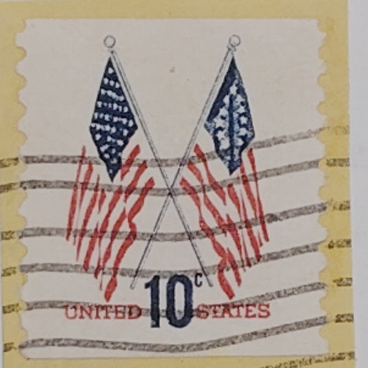 1973 U.S. 10¢ Crossed Flags Stamp – Used – Scott #1509, Vintage
