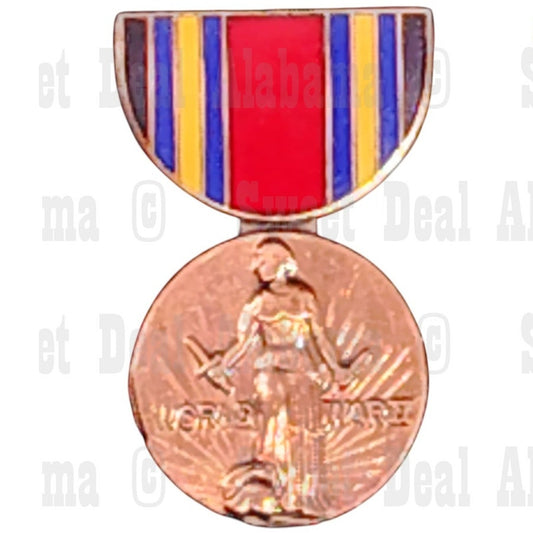WWII Victory Mini Medal Hat, Vest, Lapel Collectors Pin 1-1/8"H x 11/16"W