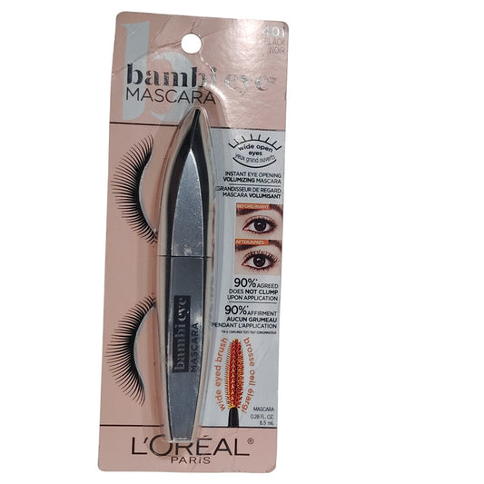 L'Oréal Paris Bambi Eye Washable Mascara – 401 Black, Volumizing, 0.28 oz,