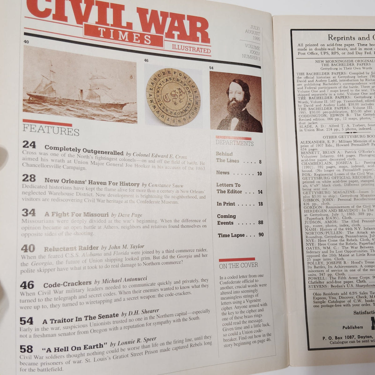 Civil War Times Illustrated August 1995 Magazine Secret Codes Missouri Battle