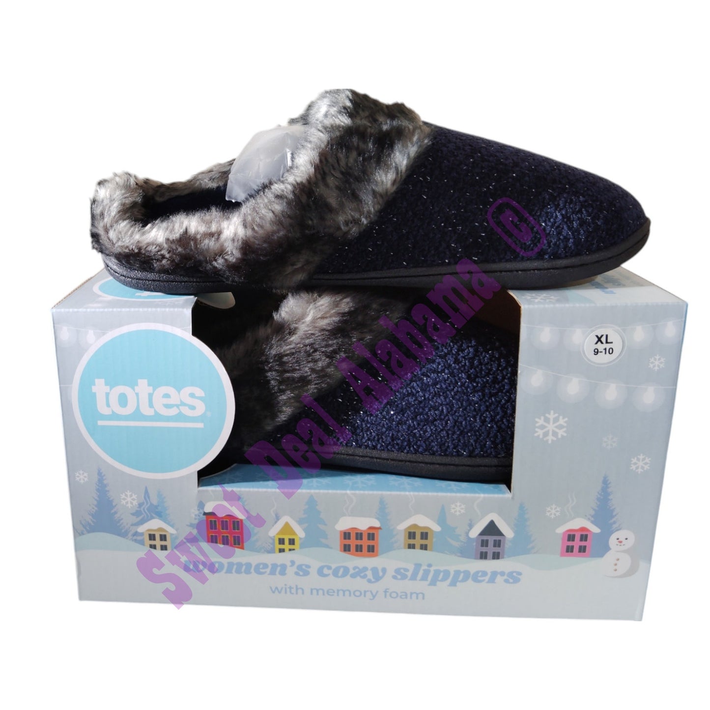 Totes Women's Cozy Memory Foam Slippers, Size XL (9-10) , Navy Blue #35109