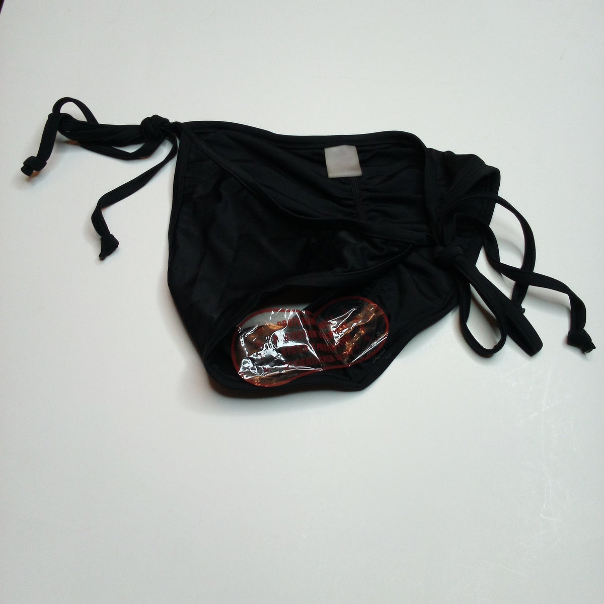 Black Side Tie Bikini Bottoms Swimwear - Adjustable Waist - Women's Size L