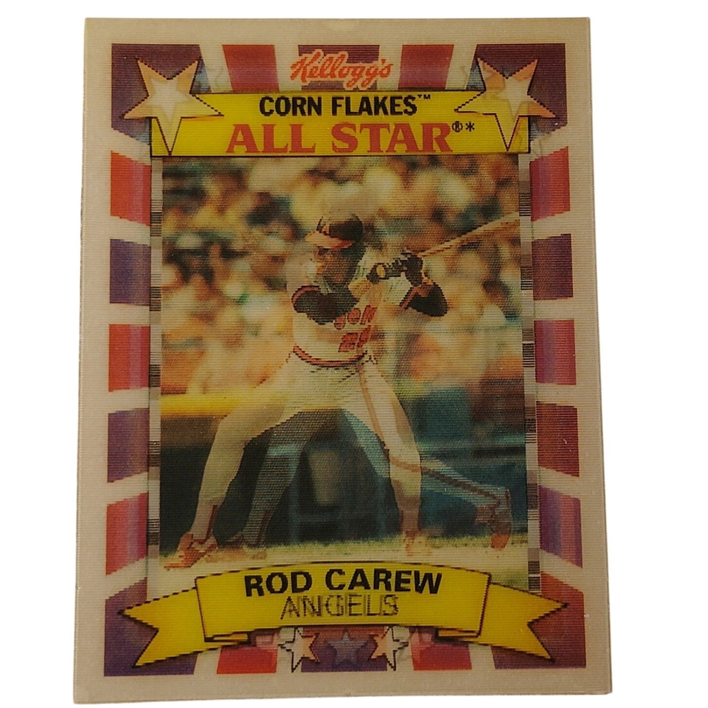 1992 Kellogg’s Corn Flakes Rod Carew #4 All‑Stars MLB 3‑D Lenticular Card VG