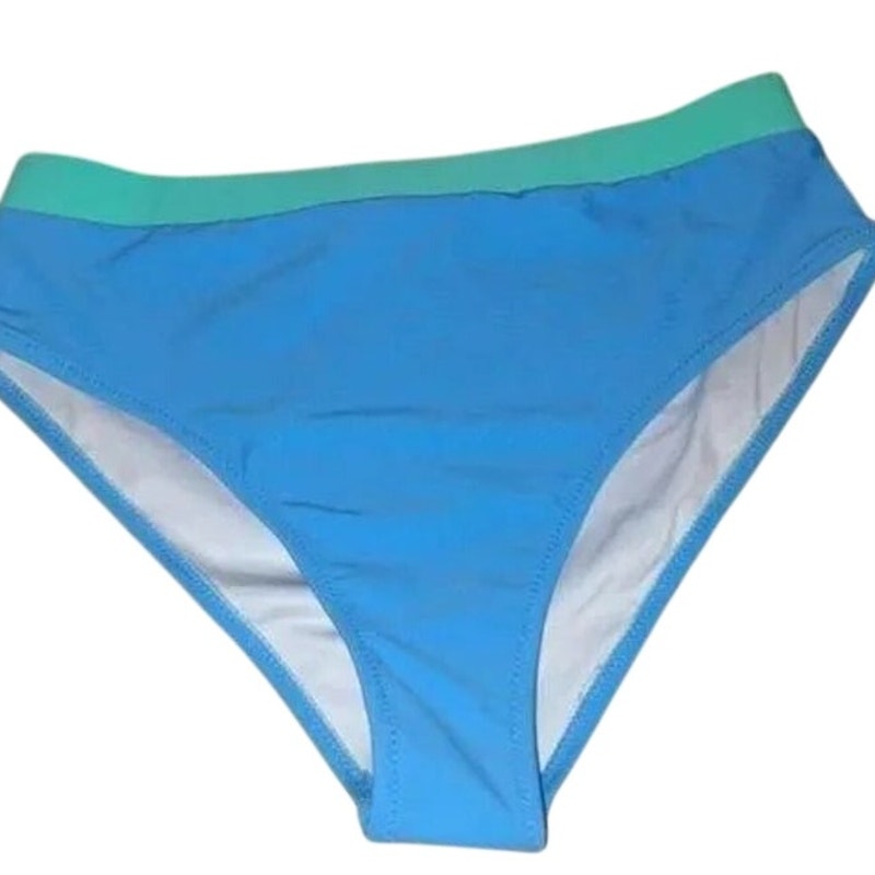 Blooming Jelly Bikini Bottoms Blue Green Trim Women’s Swim Briefs Size Large