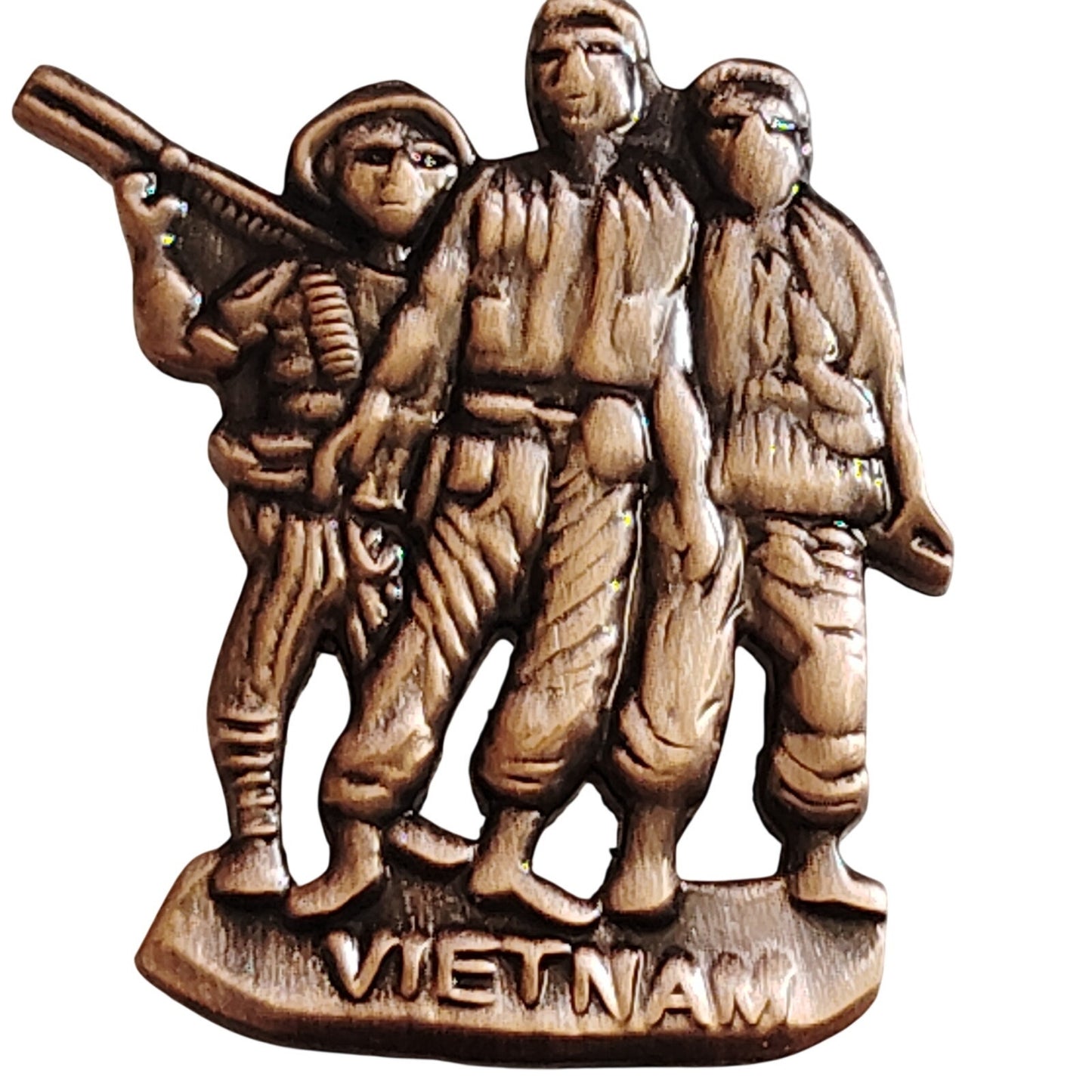 Vietnam Veterans Memorial Three Soldiers Novelty Hat Lapel Pin 1‑1/4"H × 1‑1/8"W