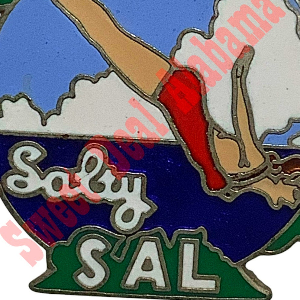 Salty Sal Aviator Hat Lapel or Tie Pin 1-1/8"H x 1-1/8"W WWII Aviator's Nose Art