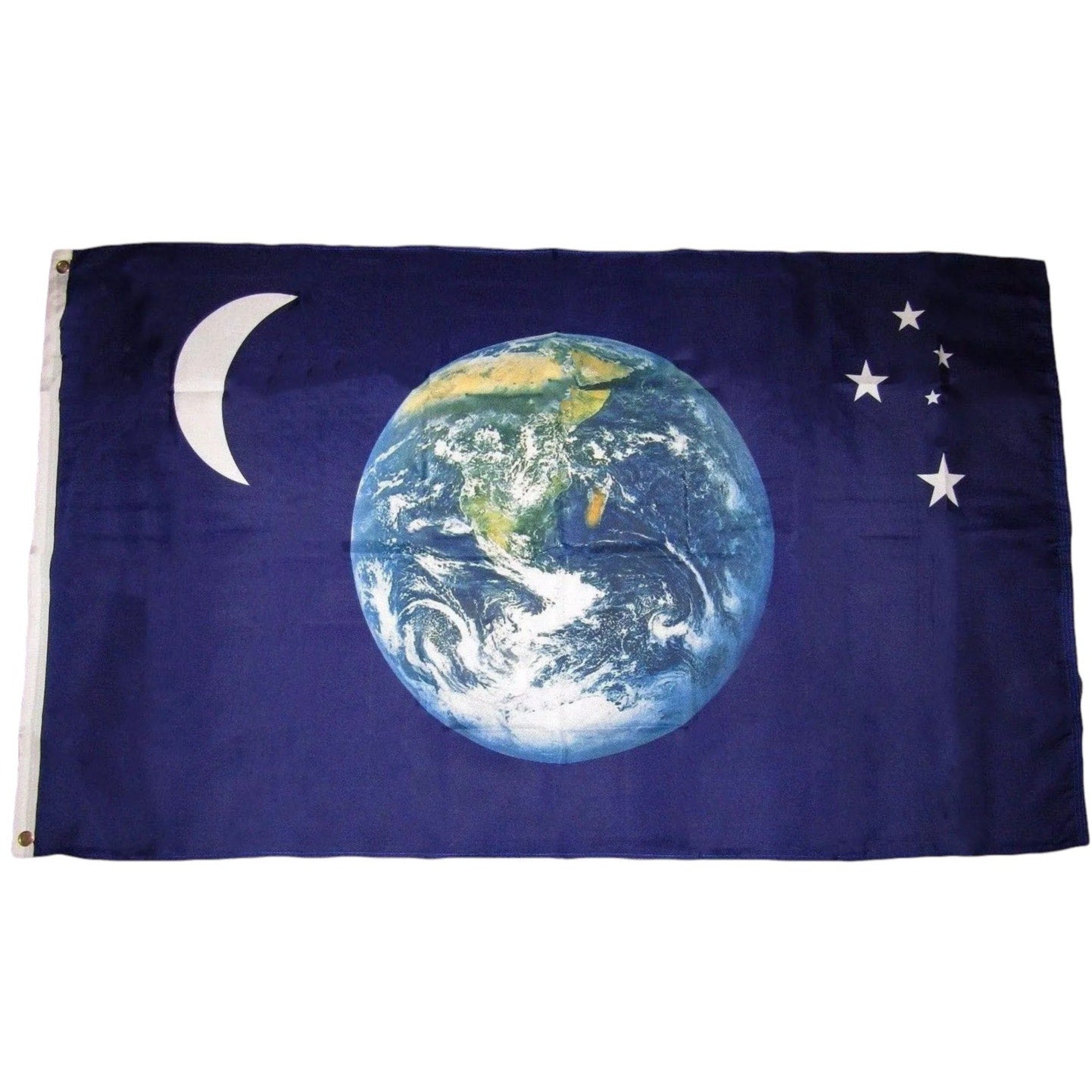 Earth, Crescent Moon and Stars 3'X5' Flag ROUGH TEX® 68D World Flag