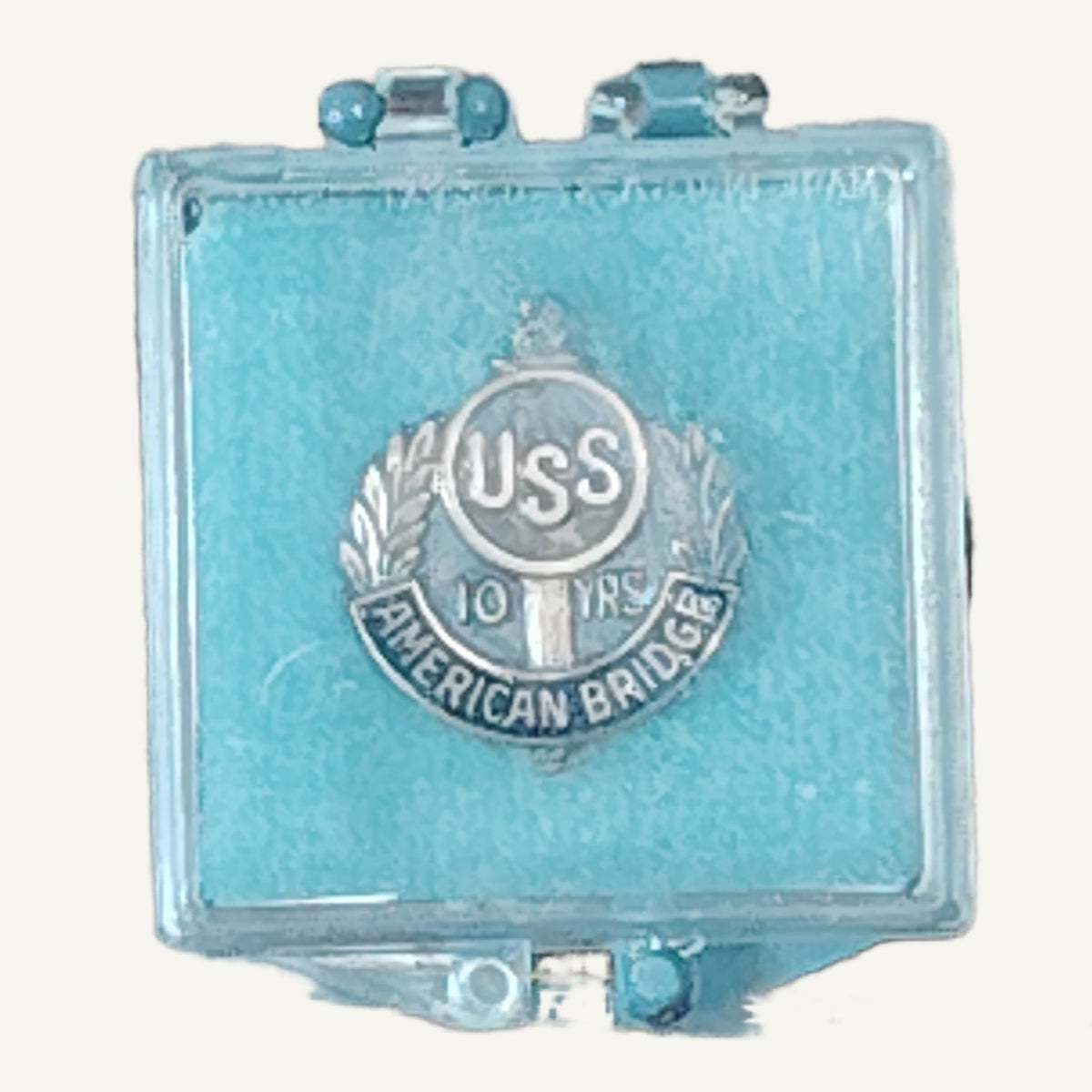Vintage 1930s USS American Bridge 10 Year Service Pin - Silver-Tone Wreath