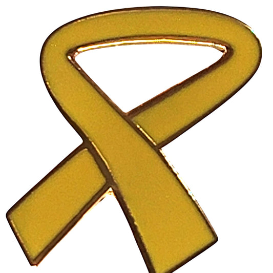 Yellow Awareness Ribbon Novelty Biker Jacket Hat Lapel Pin 7/8" × 3/4"