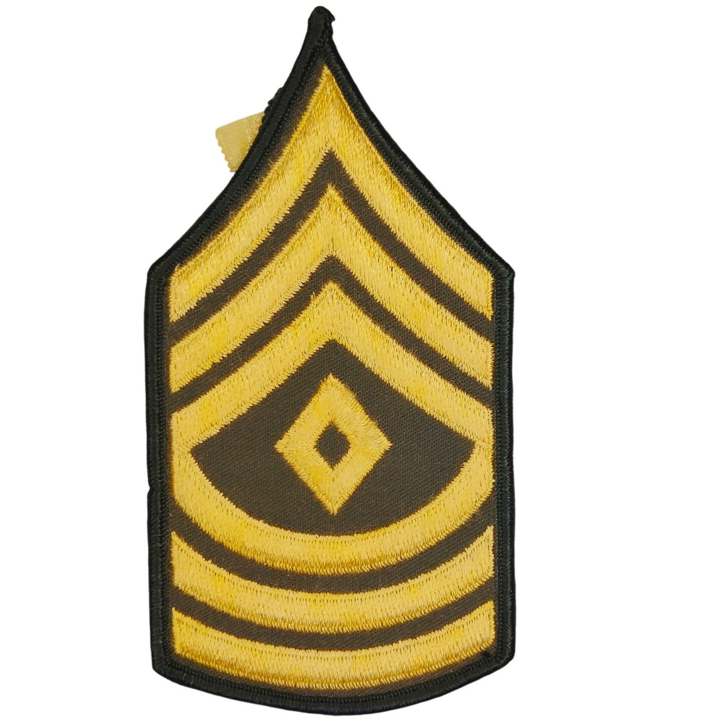 US Army First Sergeant 1SG Rank Patch Gold on Green 5‑7/8" × 3" Hook Back