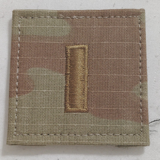 U.S. Army 2nd Lieutenant OCP Rank Insignia, Multi-Camo, 2x2, Hook-n-Loop Back