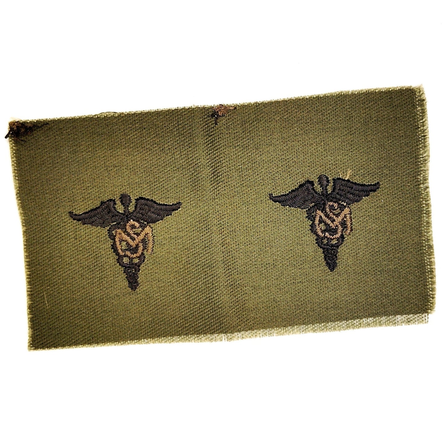 US Army Officer Medical Service Corps Subdued Patch Pair Vietnam BDU OD Twill