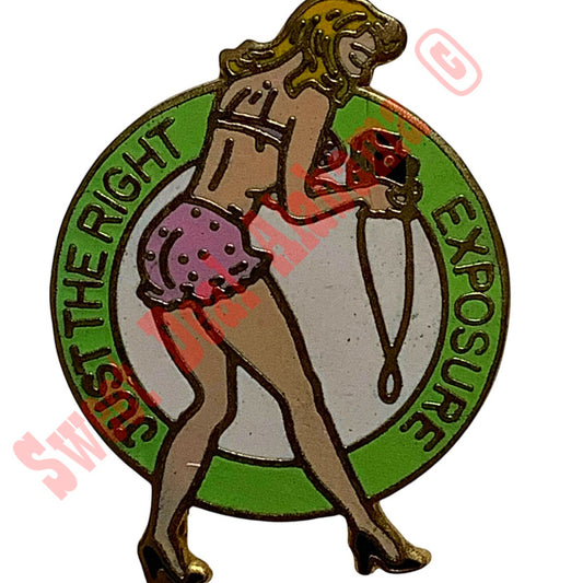 Just The Right Exposure Aviator's Hat Pin 1-1/4H x 15/16W WWII Aviators Nose Art