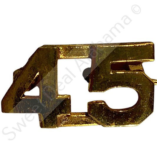 c.1920's  Numeric "45", Brass Military C-Clasp Hat / Lapel / Collar Pin 3/8"H