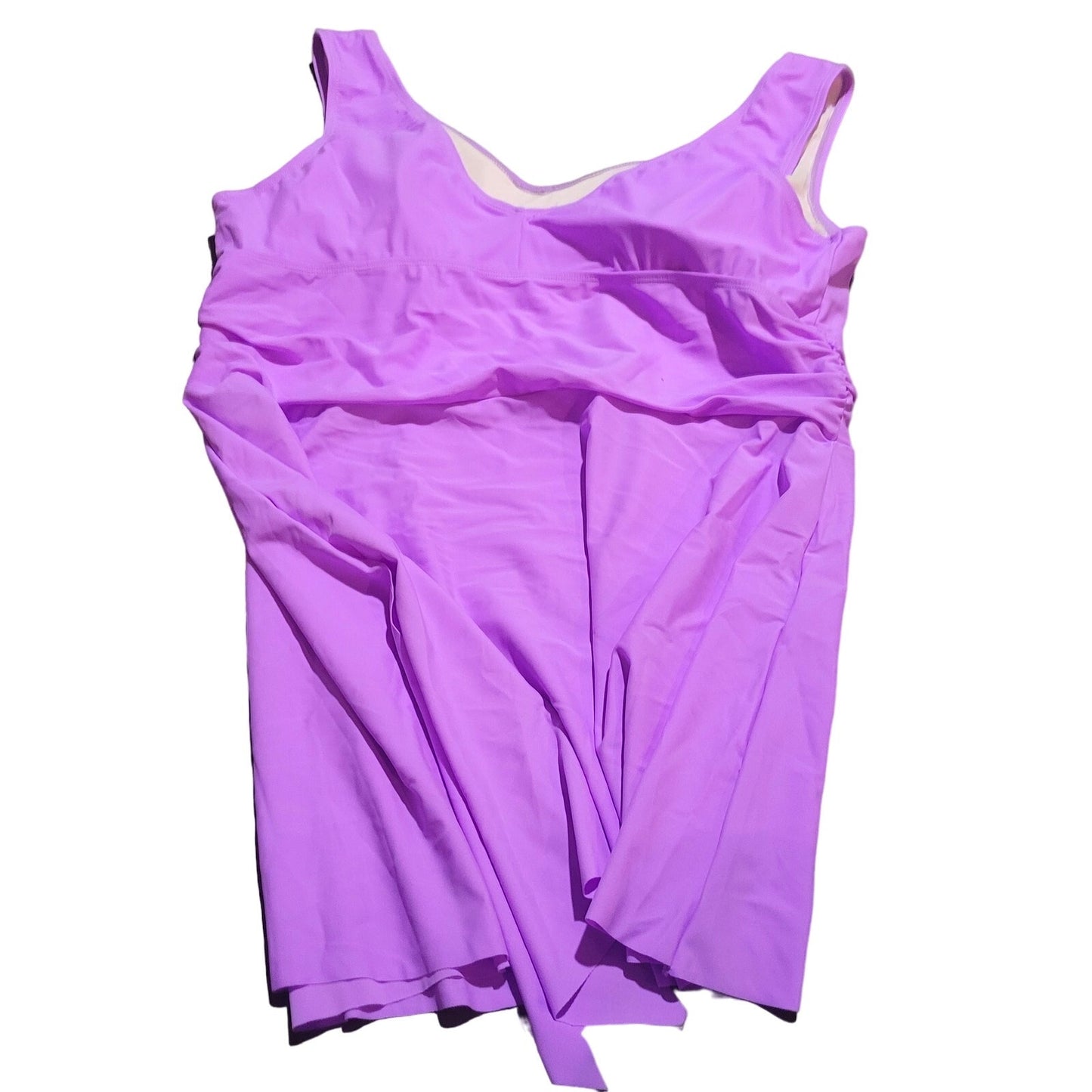 Sovoyontee Two Piece Tankini Flowy Swim Dress Tummy Control w/ Shorts Purple 4XL