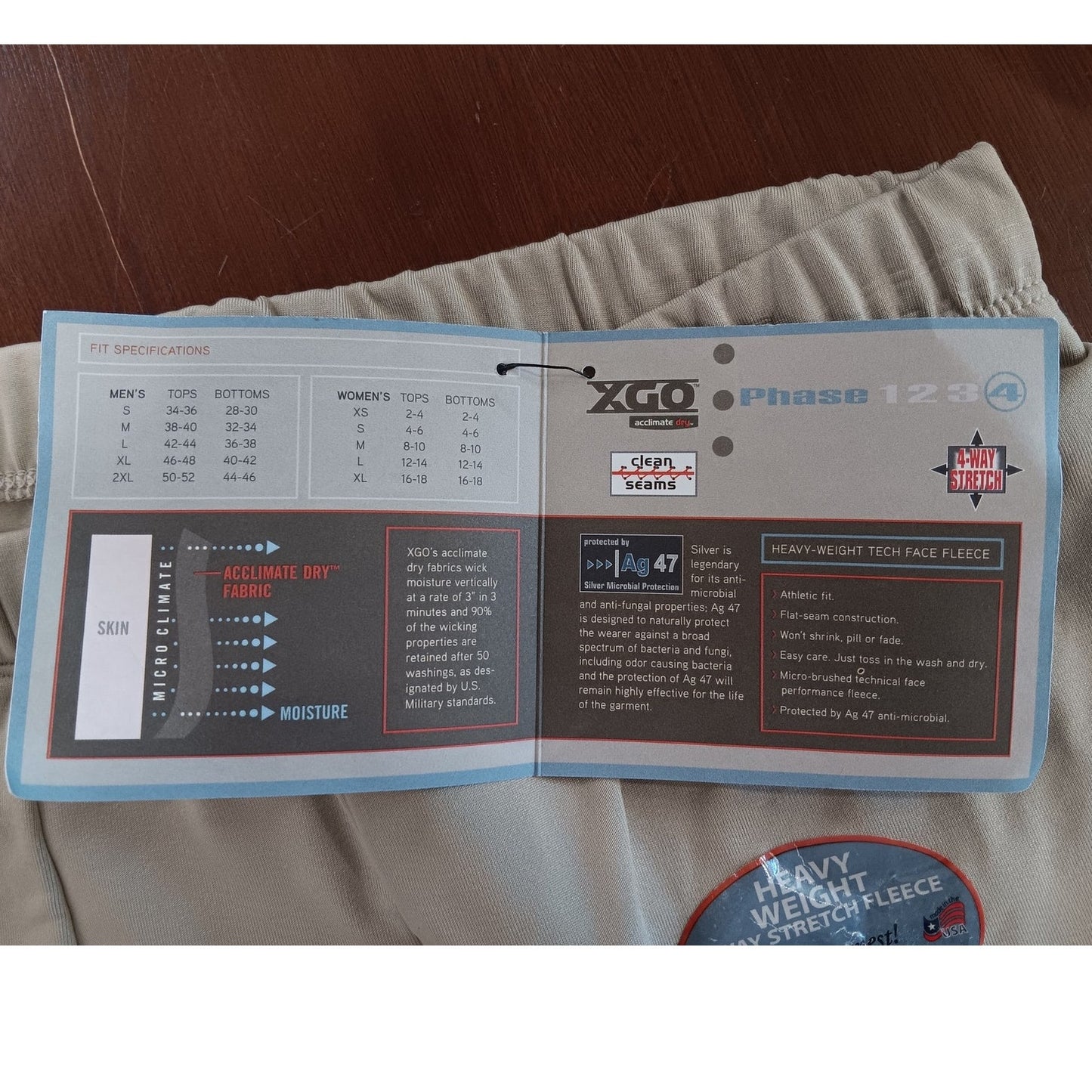 XGO Phase 4 Fleece Pants - Desert Sand - Heavyweight Tech Face -Large - USA Made