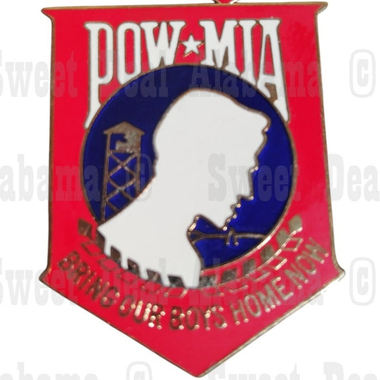 POW/MIA Banner Flag- Hat, Lapel or Tie Pin 1"H x 3/4"W "Bring our Boys Home Now"