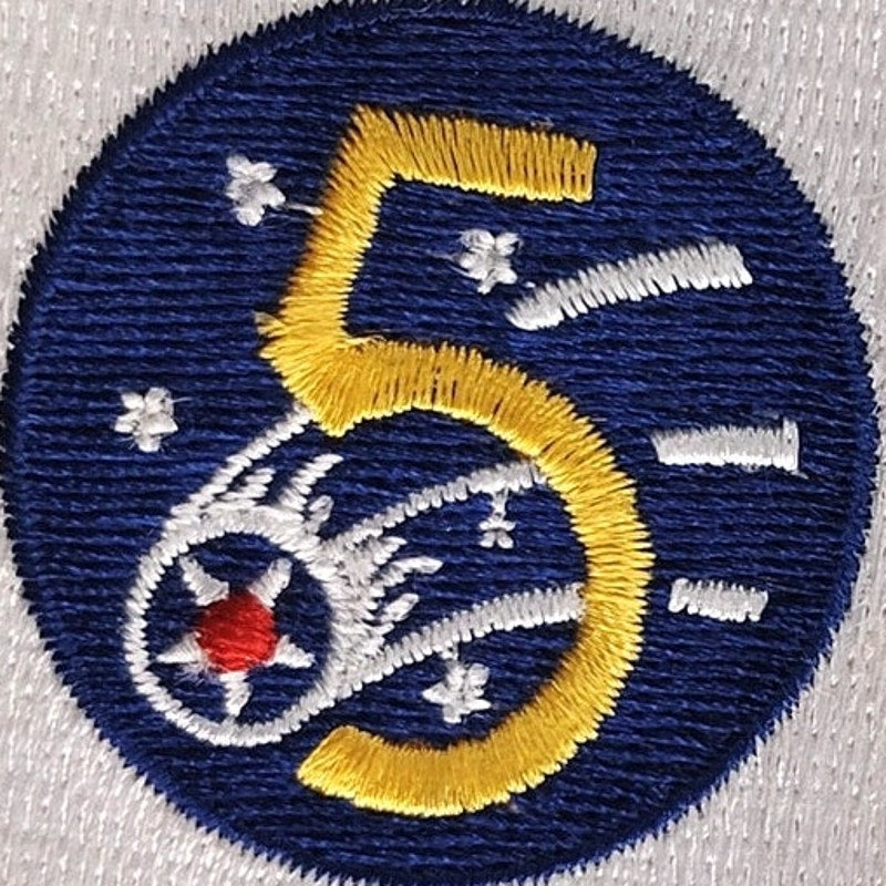 USAF 5th Air Force Patch Rare White Background 3" Sew‑On, Embroidered