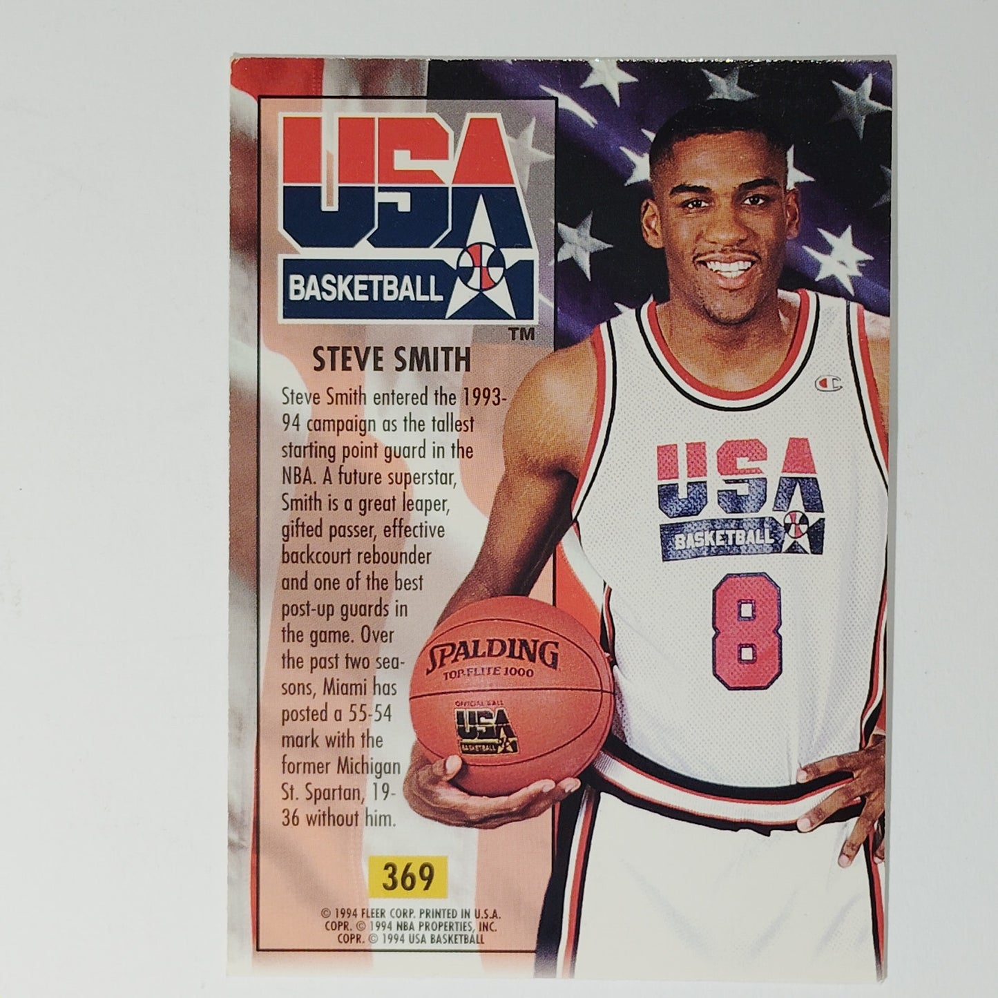 1993–94 Fleer Ultra Steve Smith #369 – USA Basketball – Team USA – Guard