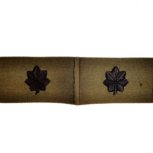 US O‑5 Rank Insignia Subdued Black on ODG Folded Twill, Pair (N CDR / LT COL)