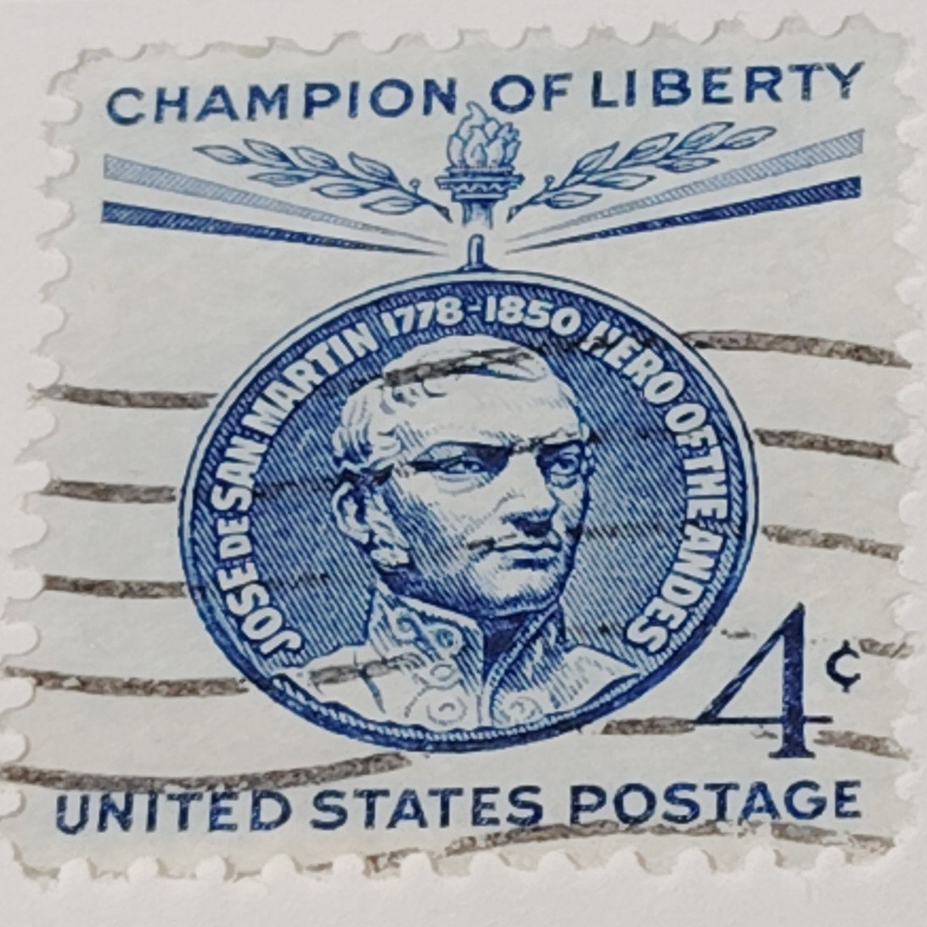 1959 Scott #1125 – 4¢ José de San Martín / Champion of Liberty – Canceled