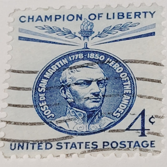 1959 Scott #1125 – 4¢ José de San Martín / Champion of Liberty – Canceled