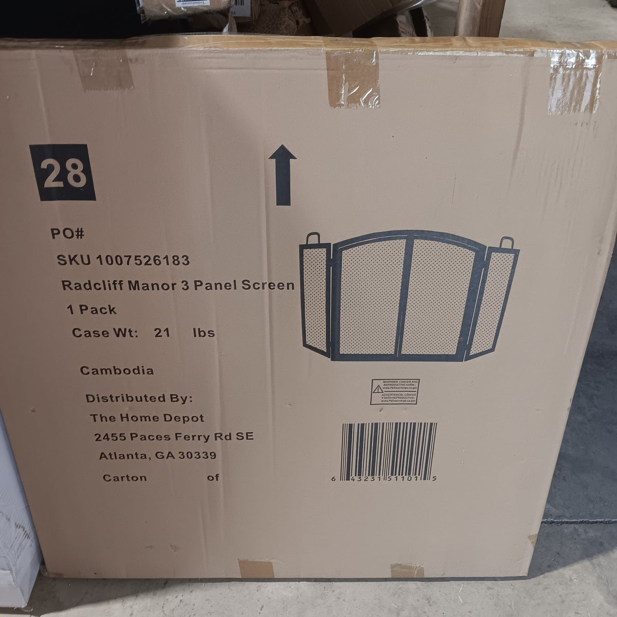 Radcliff Manor 55" 3-Panel Arch Top Fireplace Screen - Matte Black Steel
