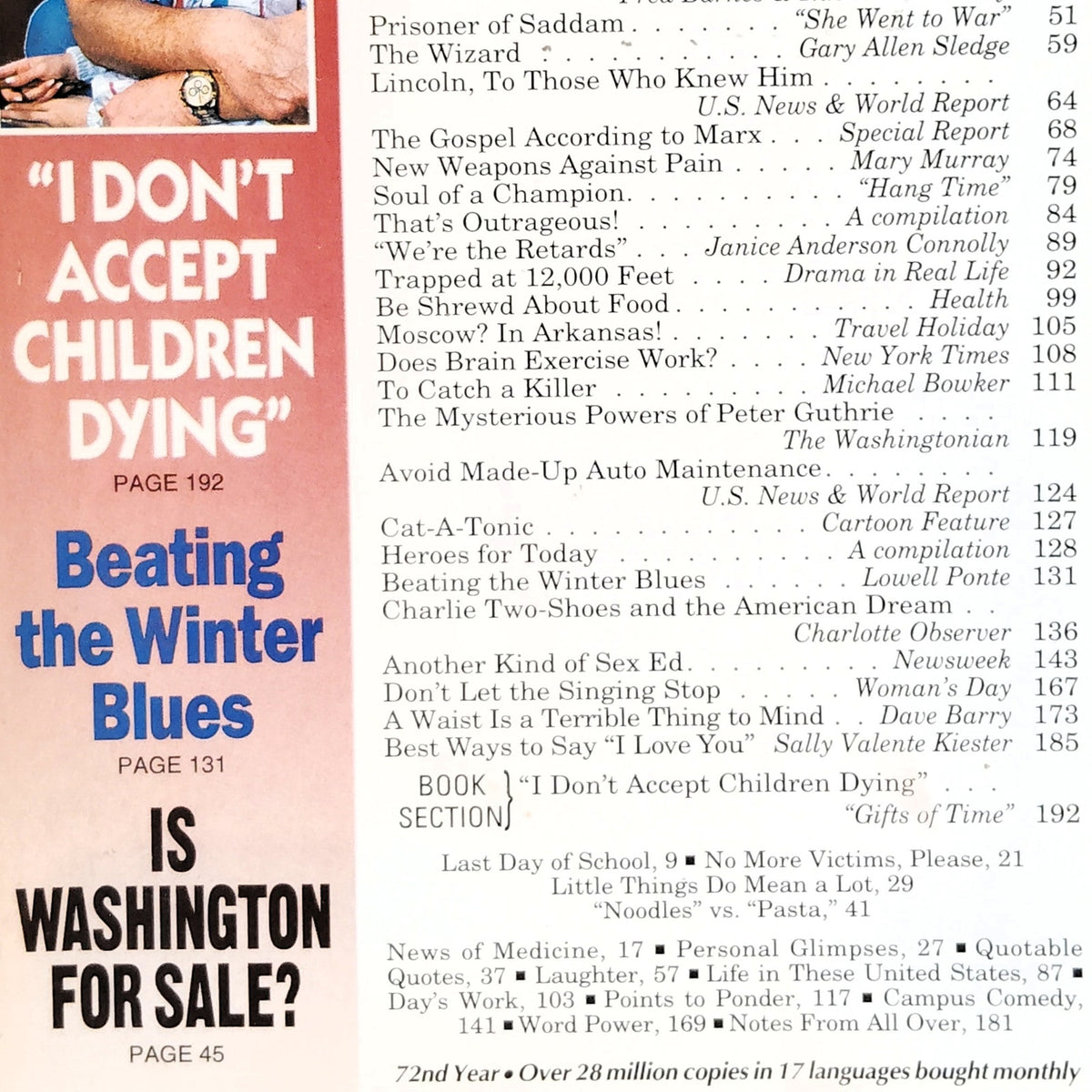 Reader's Digest February 1993 Vintage Magazine - I Don't Accept Children Dying