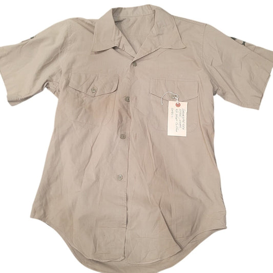 Korean War Era USMC Khaki Cotton Short Sleeve Shirt – Size Small