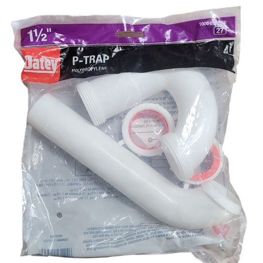 Oatey 1-1/2 in. White Plastic Sink Drain P- Trap with Reversible J-Bend