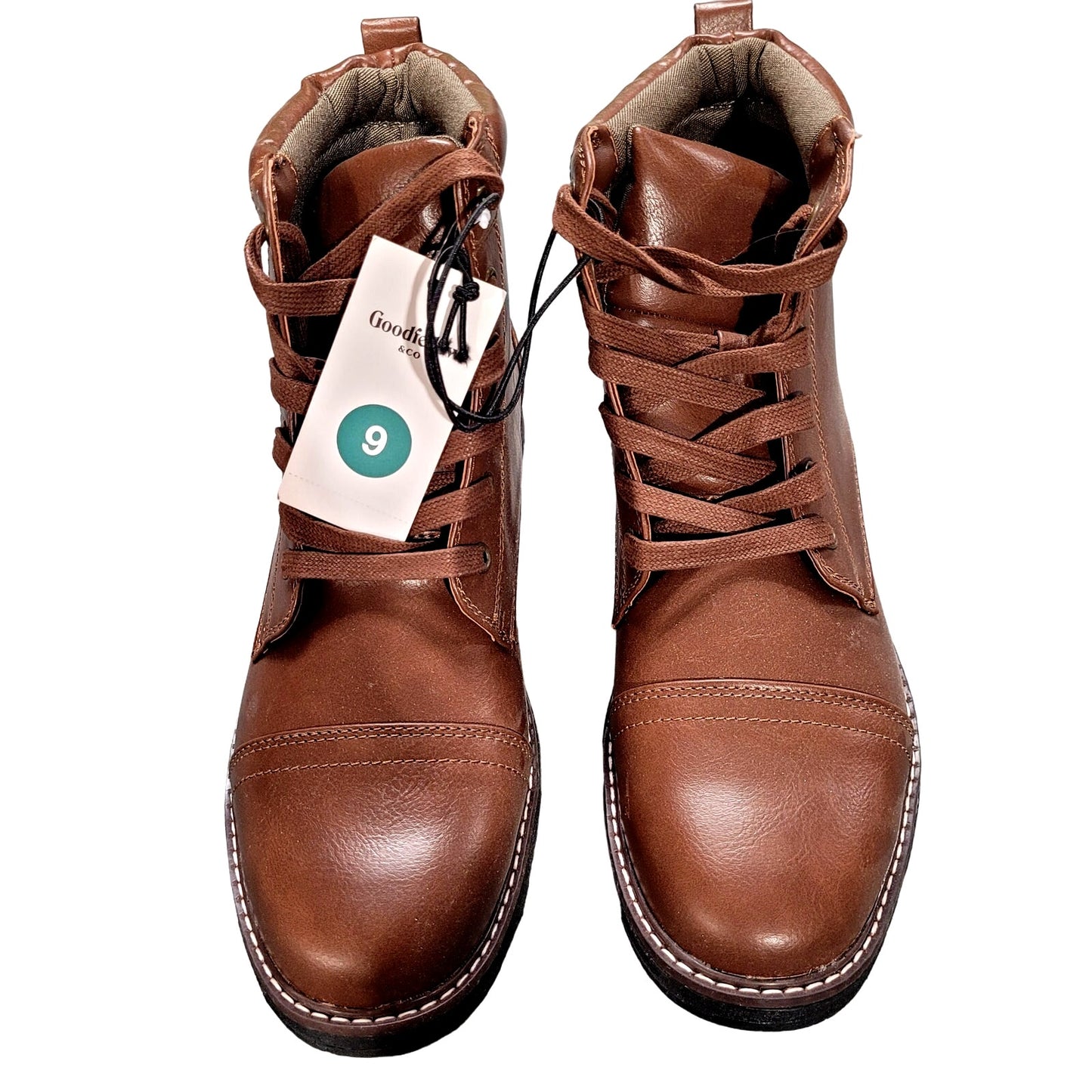 Men's Jeffrey Cap Toe Combat Boots, Size 9, Brown - Goodfellow & Co