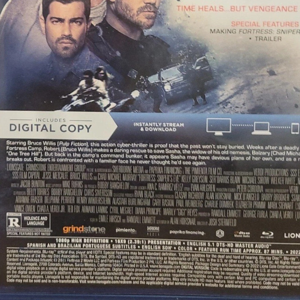 Fortress: Sniper's Eye (Blu-ray, 2022) Action Thriller Sequel w/ Bruce Willis
