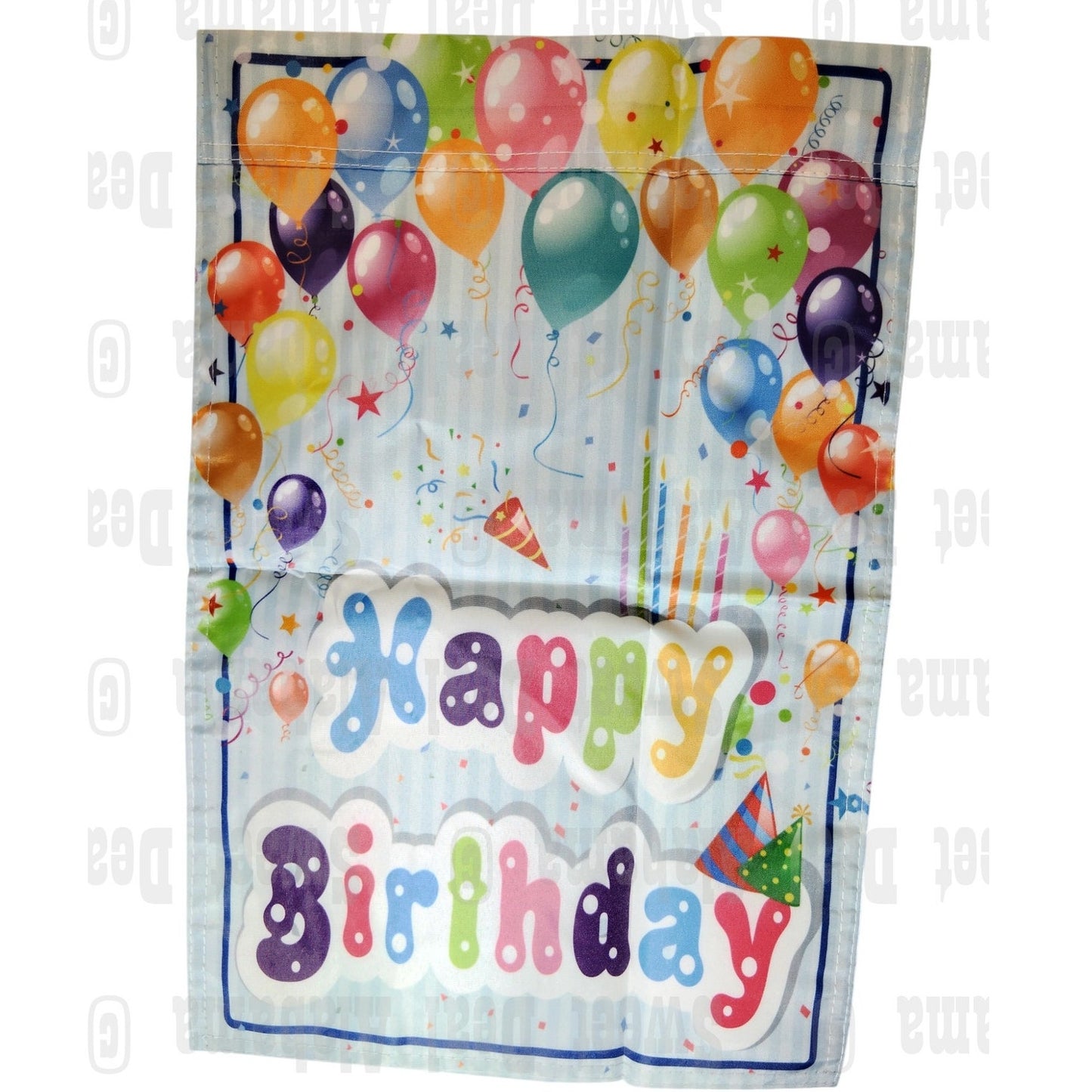 Happy Birthday (Painted Appearance) Hanging Garden Flag  2-Sided Black 12" x 18"