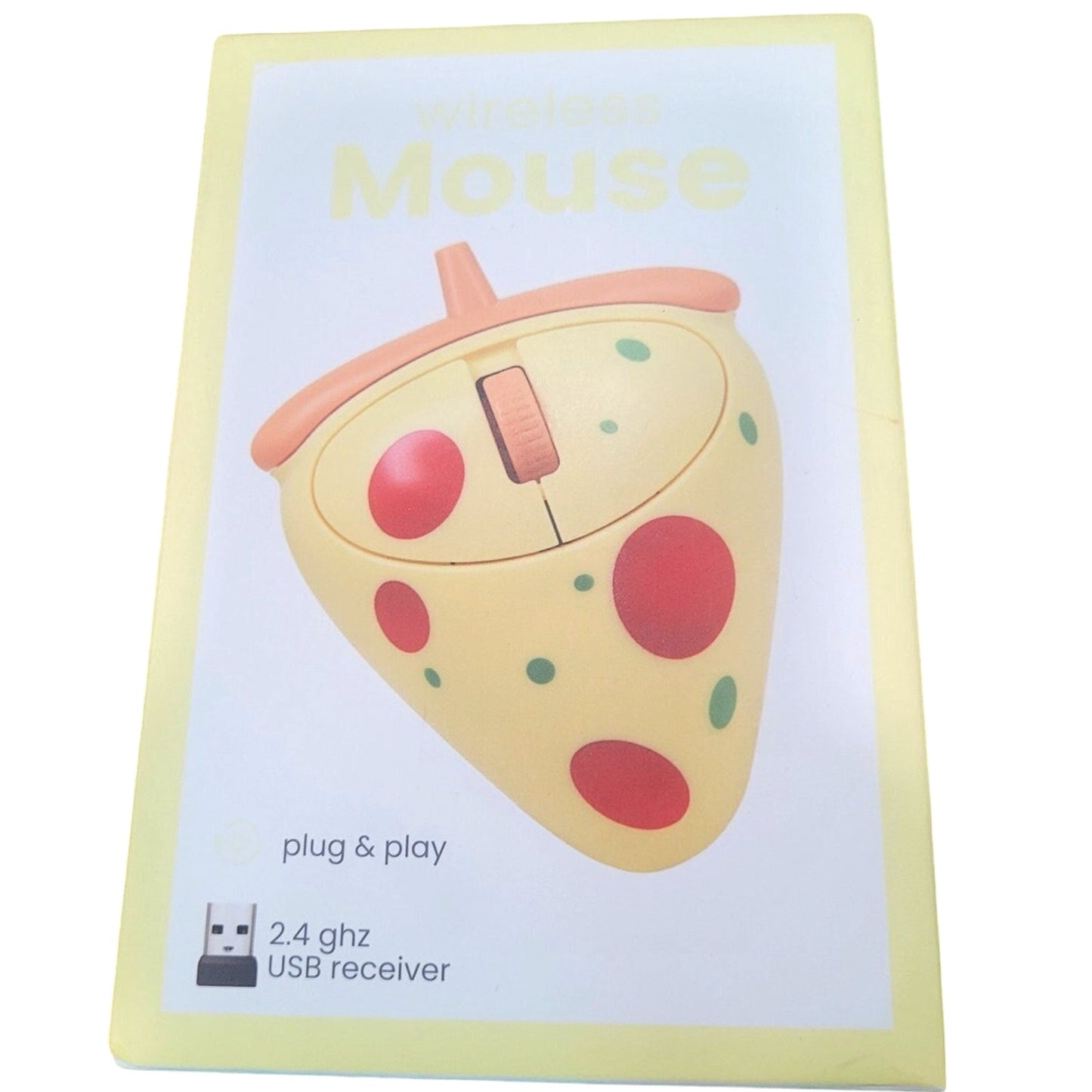 Vivitar 'Pizza' Novelty Wireless Computer Mouse – Yellow – Optical Scroll