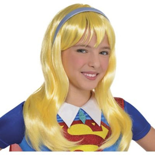 Kids Girls Sassy Supergirl Wig – DC Super Hero, Blonde/Yellow