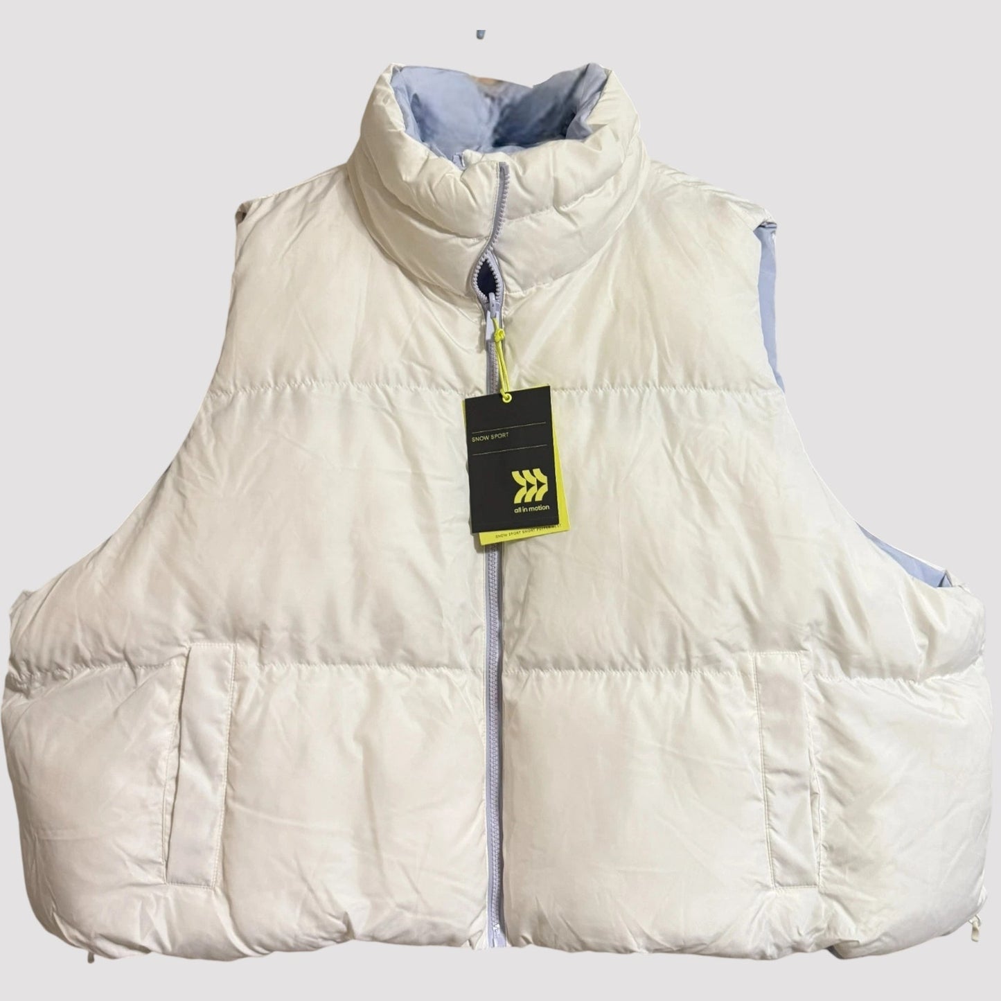 Women’s Reversible Snowsport Short Puffer Vest – All in Motion – Cream – 4X