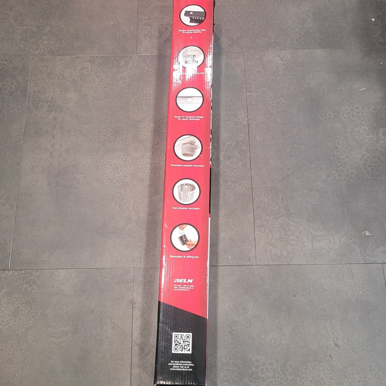 28 in. Stainless Steel Linear Shower Drain with Square Pattern Drain Cover