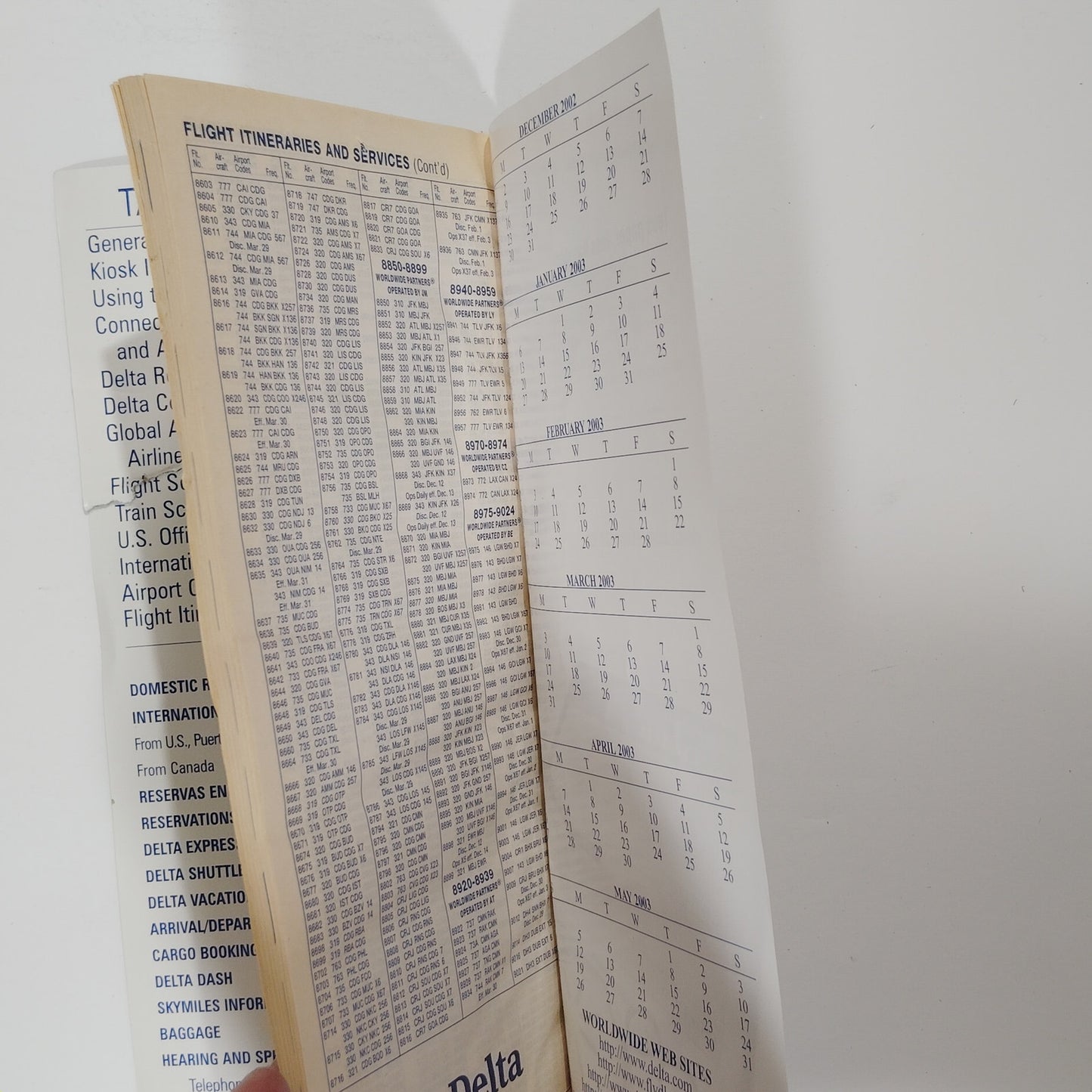 Delta Air Lines Timetable – Dec 1, 2002 – JFK Center Cover – 168 Pages