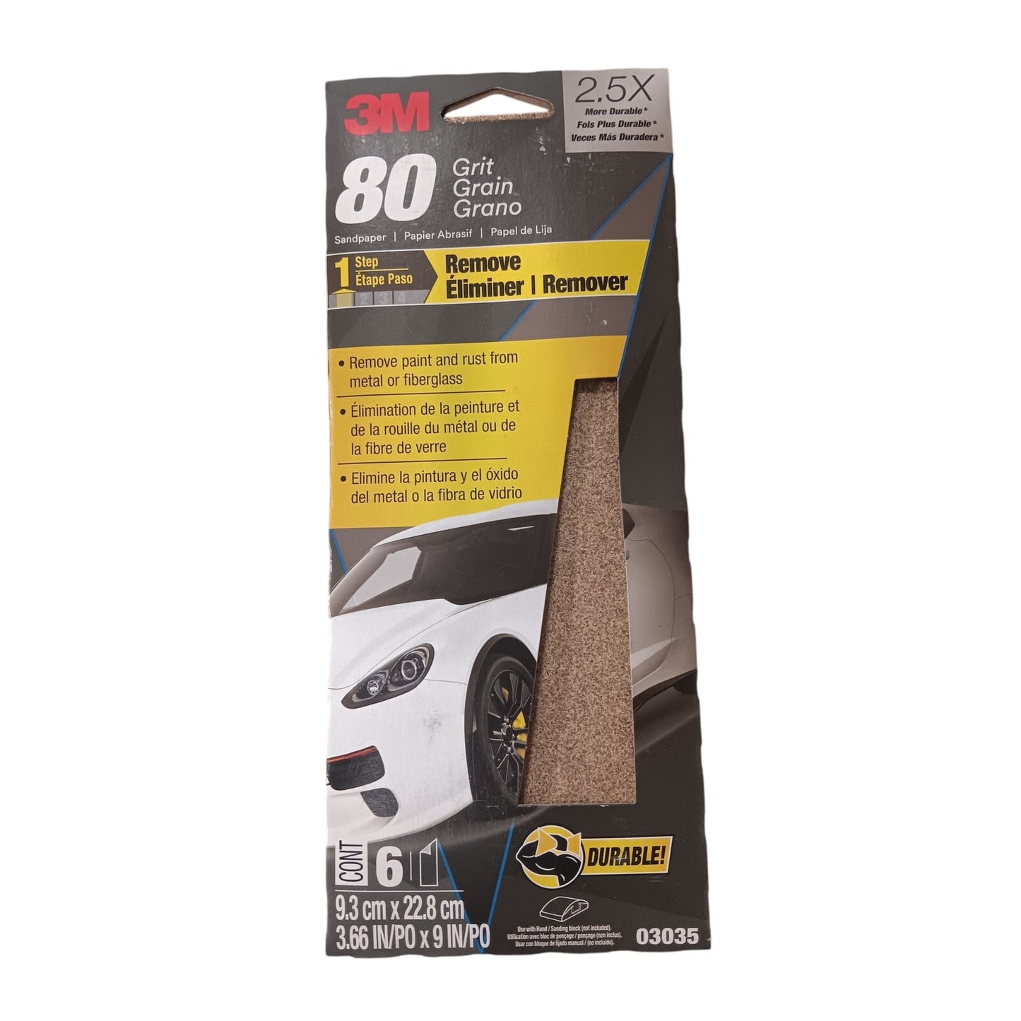 3M Wetordry Sandpaper 3035 – 80 Grit, 3 2/3" x 9", 12 Sheets (2-Pack)