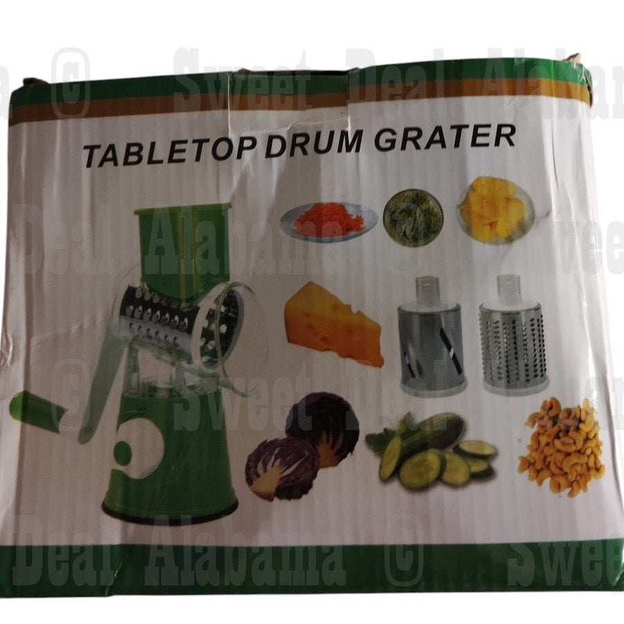 Manual Rotary Cheese Grater, Speed Round Tumbling Box Shredder, Vegetable Slicer