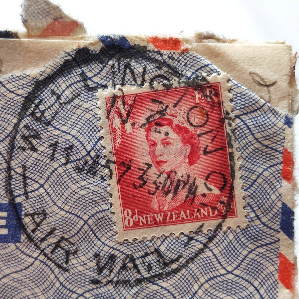 1957 New Zealand Aerogramme Cover 8d Queen Elizabeth II Stamp Red Airmail