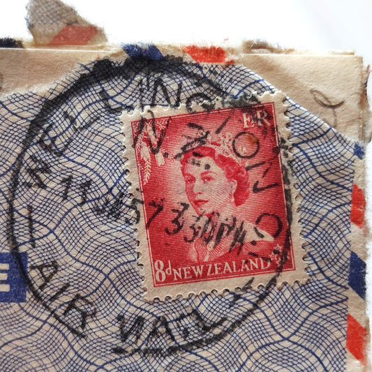 1957 New Zealand Aerogramme Cover 8d Queen Elizabeth II Stamp Red Airmail